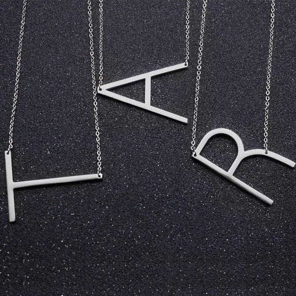 Silver Initial Pendant Necklace Letters A-Z - Picture 4 of 5